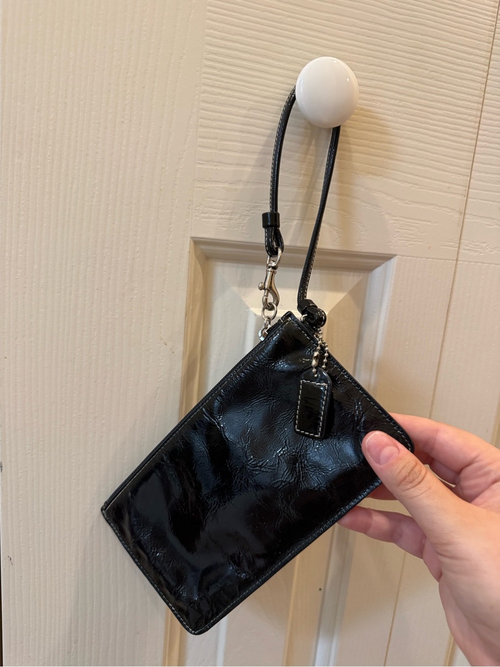 Coach Black Patent Leather Wristlet Clutch